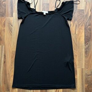 Michael Kors Black Cold-Shoulder Slip Dress with Thin Straps